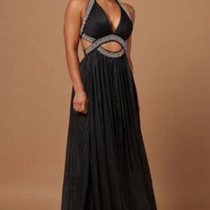 Fashion Nova Black Backless Halter Sundress